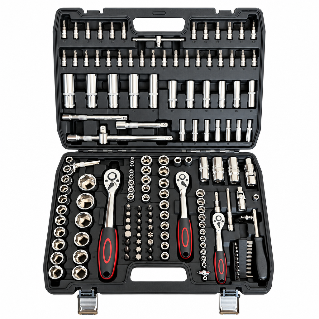 172-piece socket set studio shot on white background