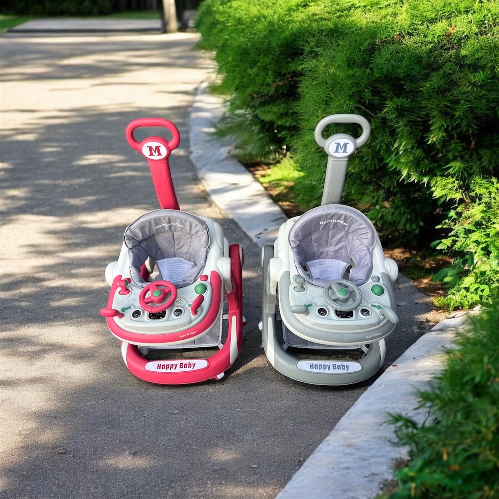 4-in-1 Folding Baby Walker with Music – Pink Learning Walker Stroller for 0–3 Years
