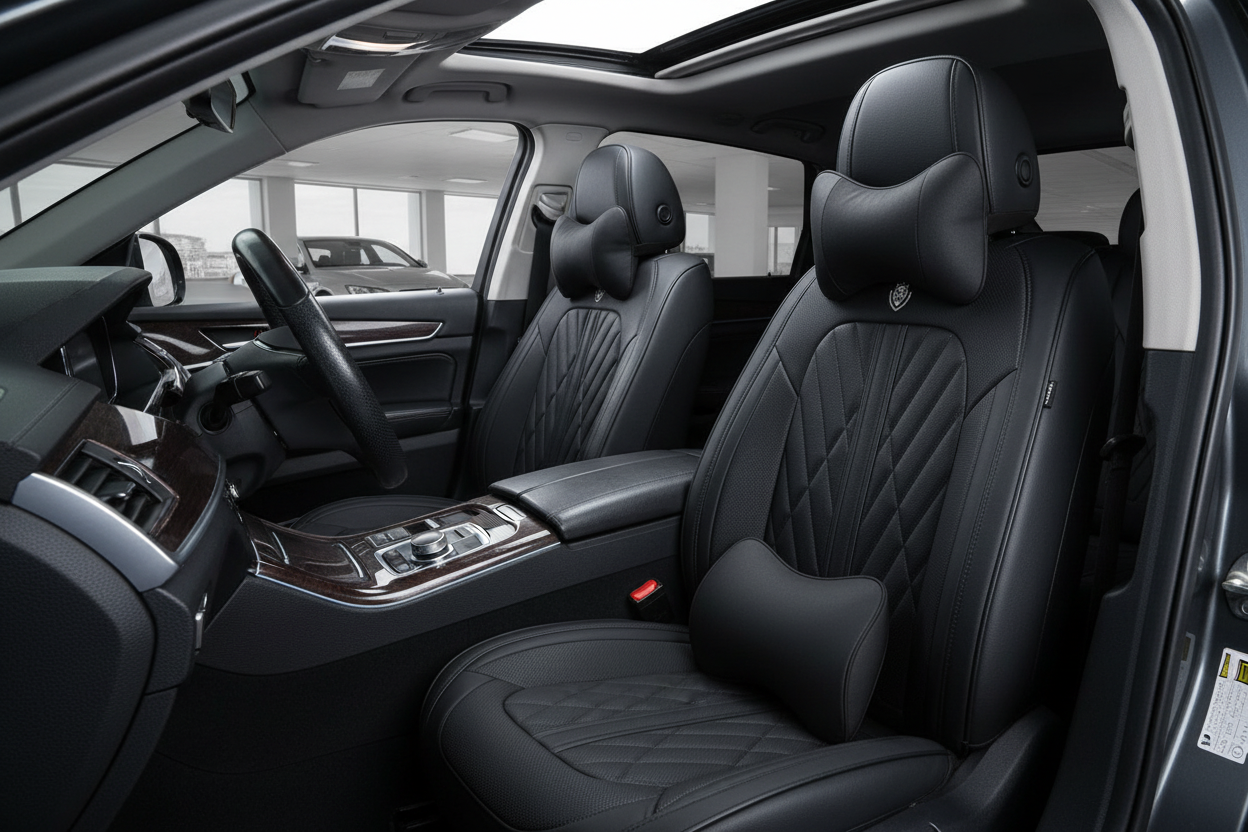 Full Black Car Seat Cover - Inside Car Front and Rear