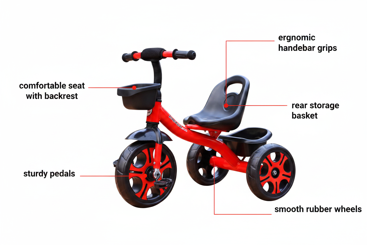 Tricycle Red Features Infographic