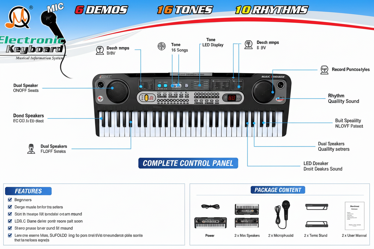 Electronic Keyboard - Complete Control Panel Features