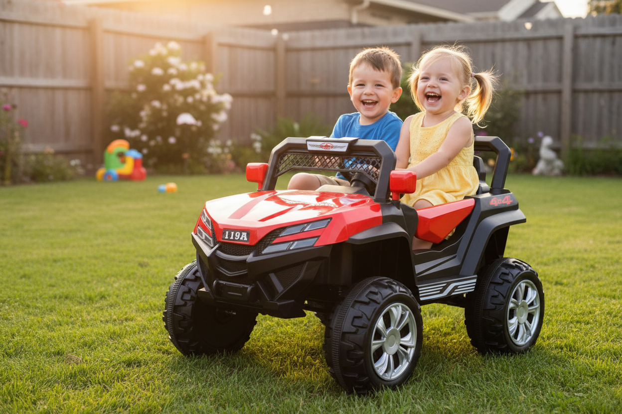 Kids Ride-On Jeep - Two Kids Sitting Together