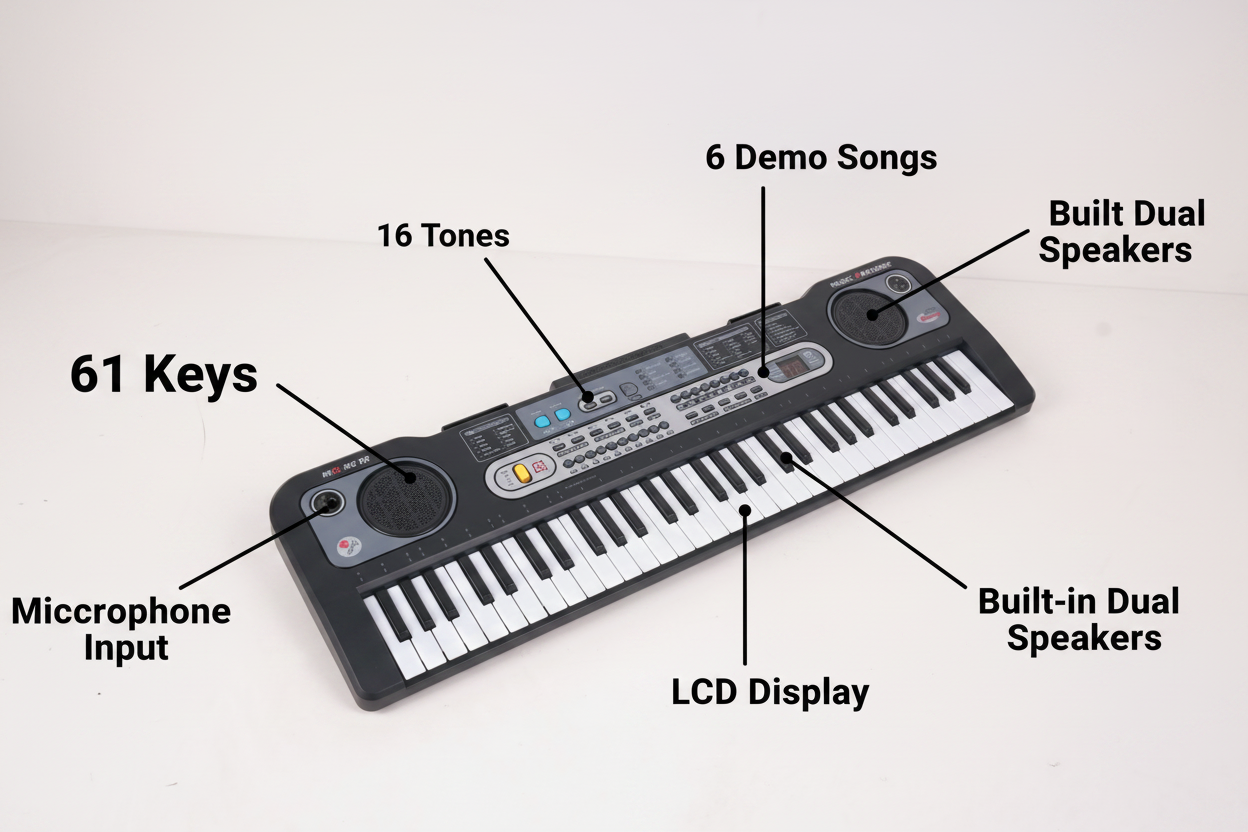 Electronic Keyboard - Features Infographic