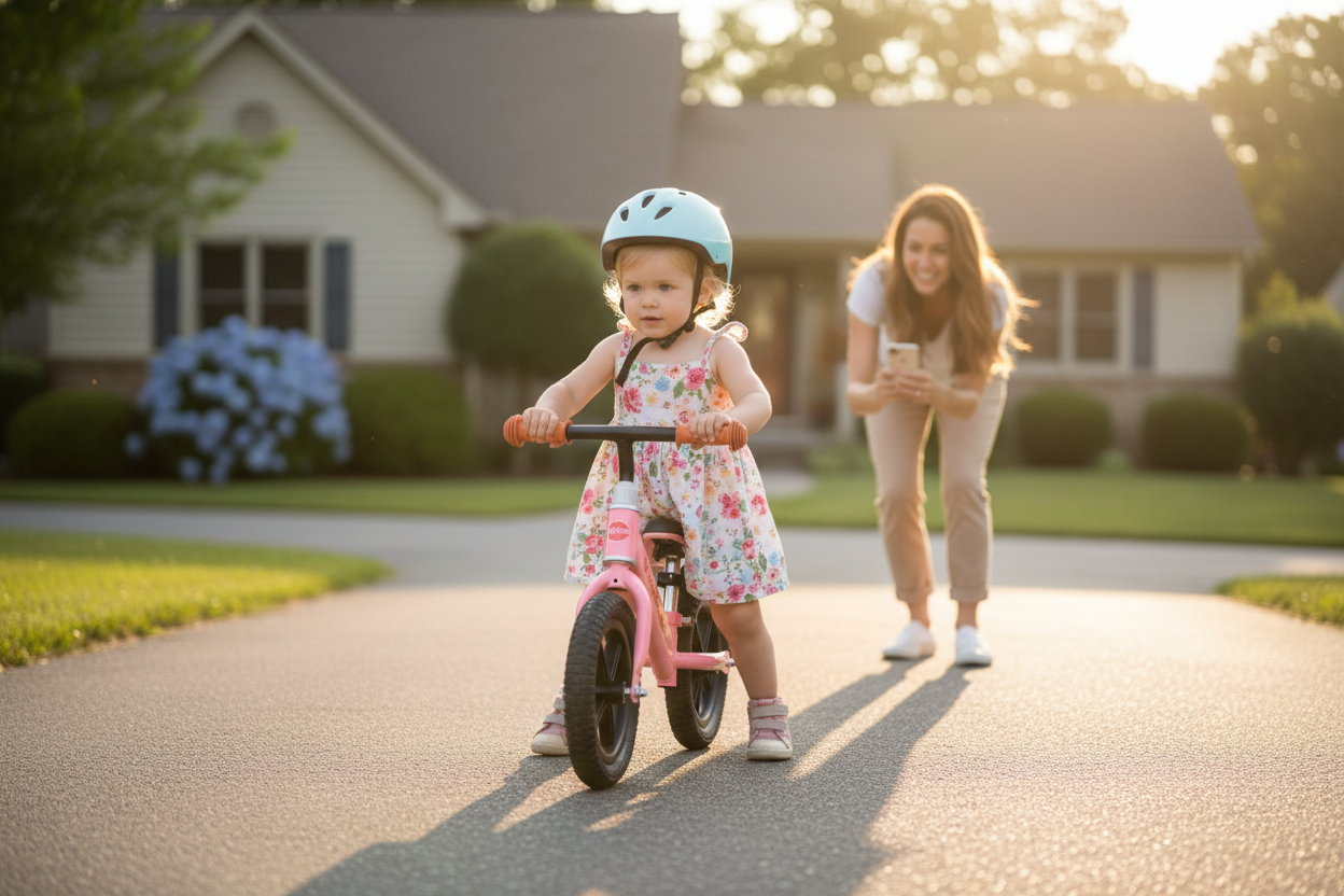 Pink Balance Bike - Learning to Balance