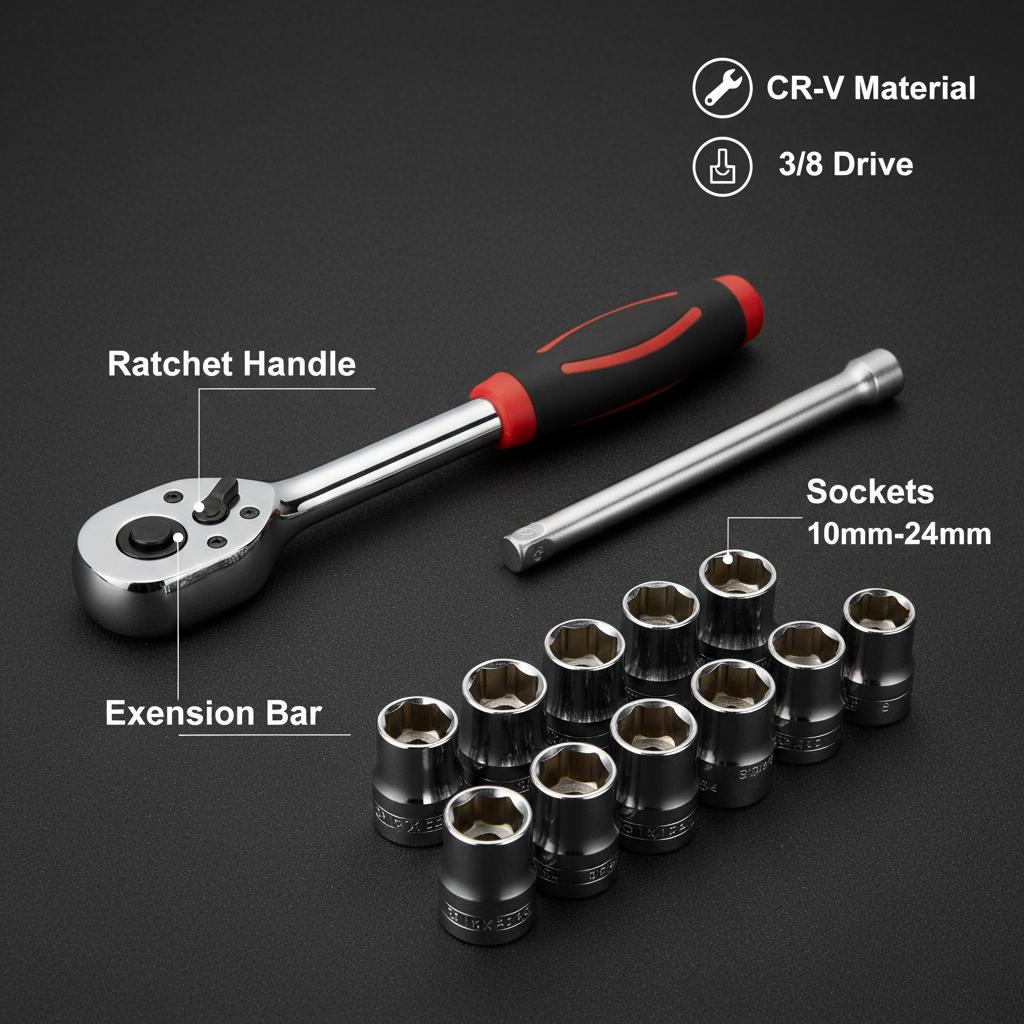 CR-V 12 Piece Socket Set - Tool Names Infographic