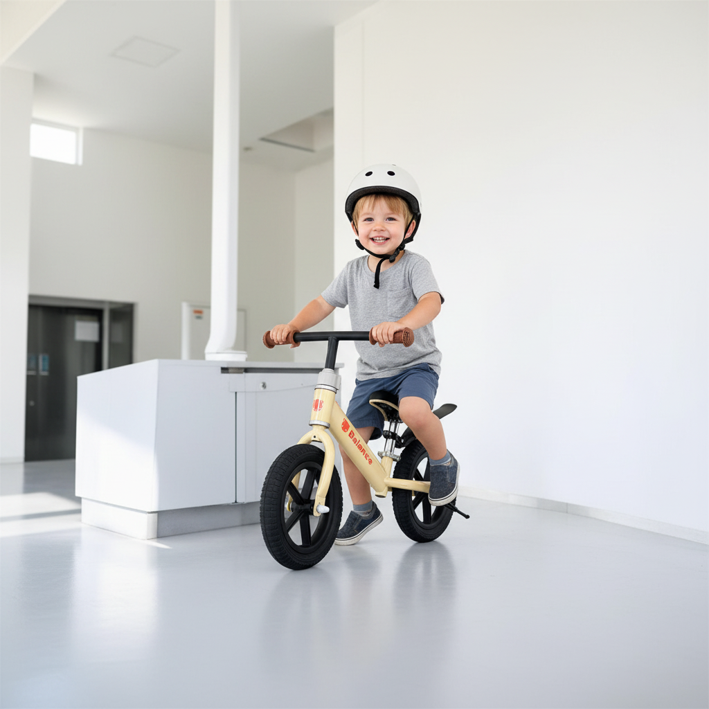 Cream Balance Bike - Minimalist Room Shot