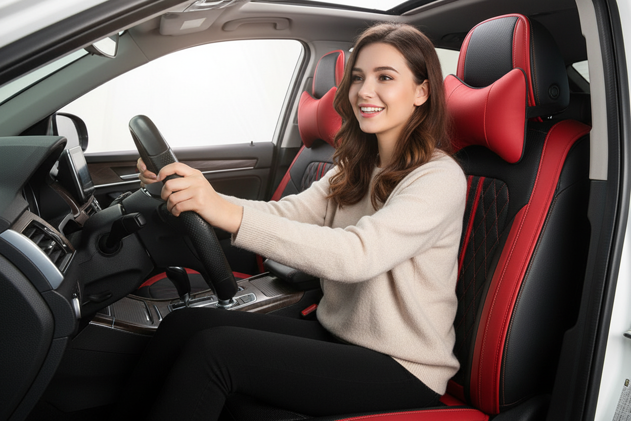 Car Seat Cover - Woman Sitting Comfortably