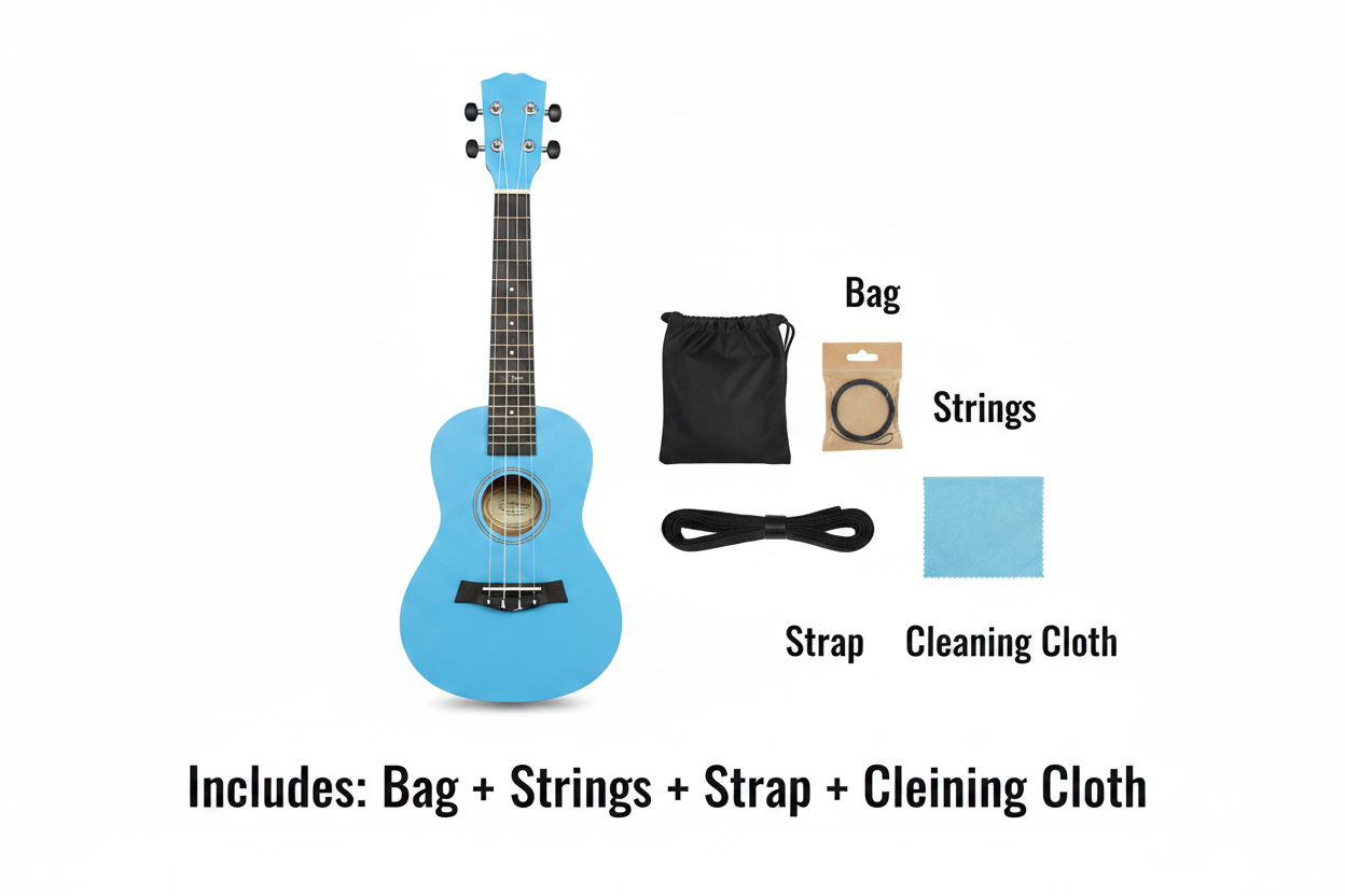 Ukulele Blue - Simple Bag Strings Strap Cleaning Cloth