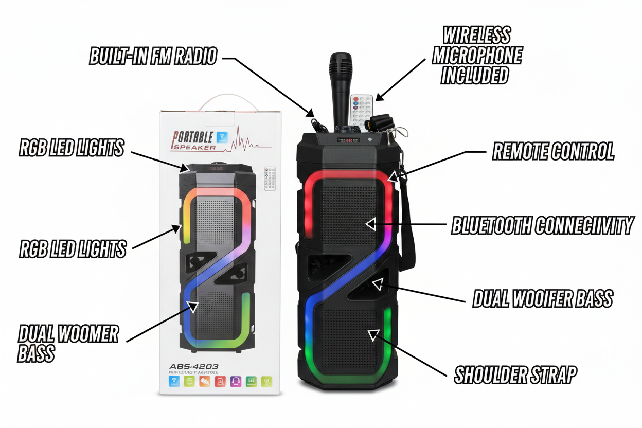 Portable Speaker - Features Infographic