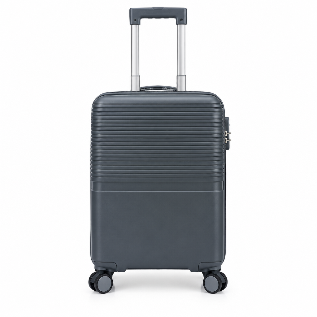 20-inch dark grey hardshell cabin luggage bag on white background
