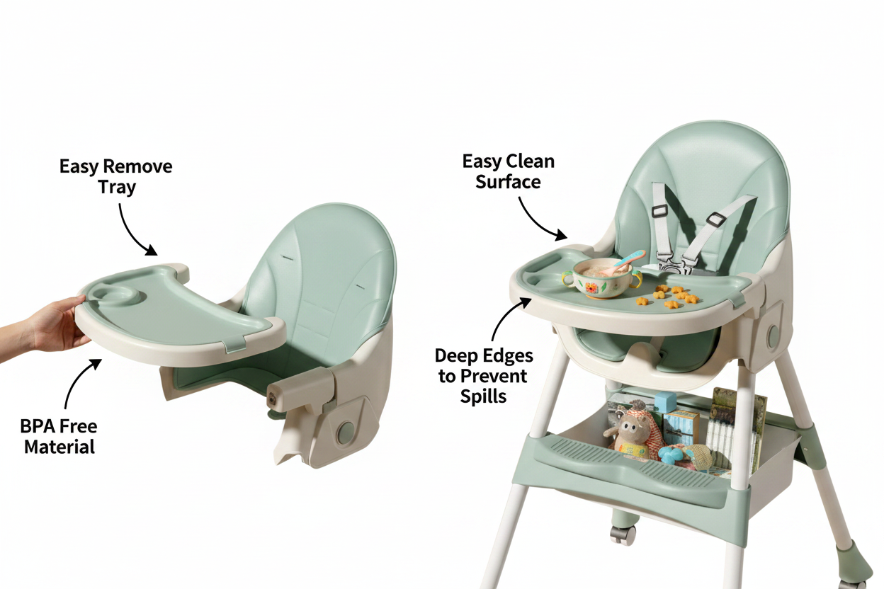 Baby High Chair Food Tray Feature