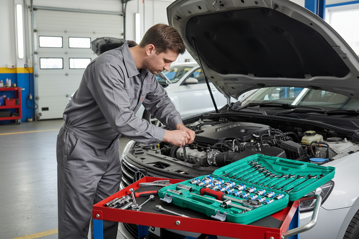 Green Tool Set - Car Engine Repair