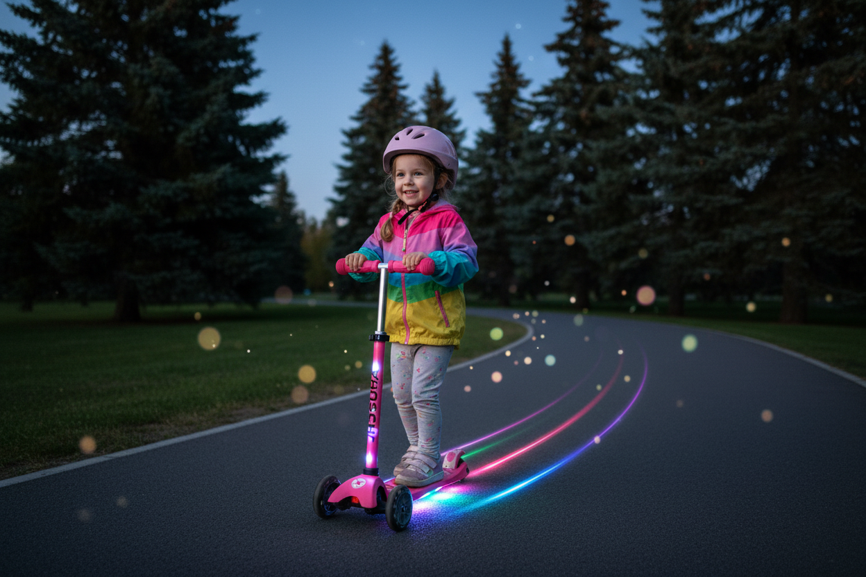 Kids Scooter - Pink LED Lights
