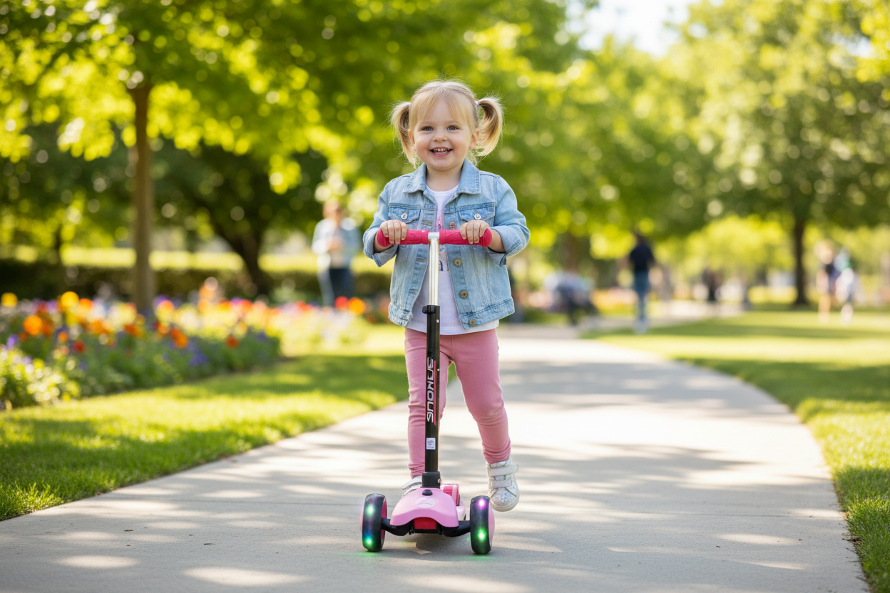 Pink Scooter - Girl Riding