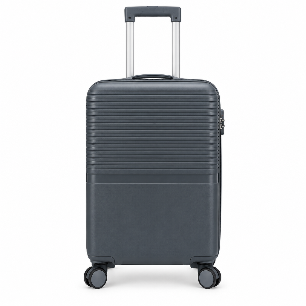 24-inch dark grey hardshell luggage bag on white background