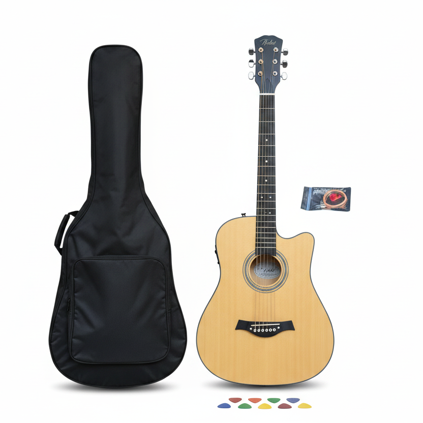 Light Wood Guitar with Accessories